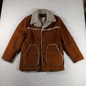 Vintage 70s Cal Craft Coat Mens 42 Tan Shearling Sheepskin Sherpa Lined Western